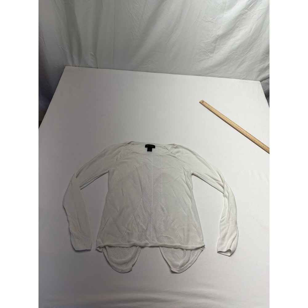 White House Black Market Womens XS White Lightweight Knit Crossover Back Sweater